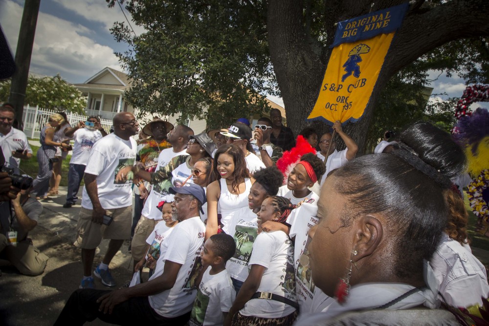 Robert Green, friends, and family in a Second Line.