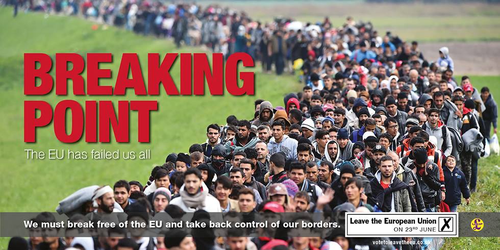 A pro-Leave advertisement, which was widely acknowledged as bearing resemblance to Nazi propaganda.