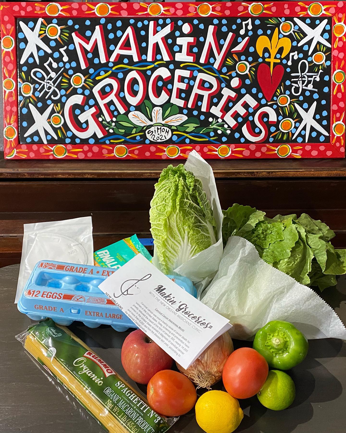 A Makin' Groceries haul, posted on the New Orleans Musicians' Clinic's Instagram weeks before DeLay's resignation.