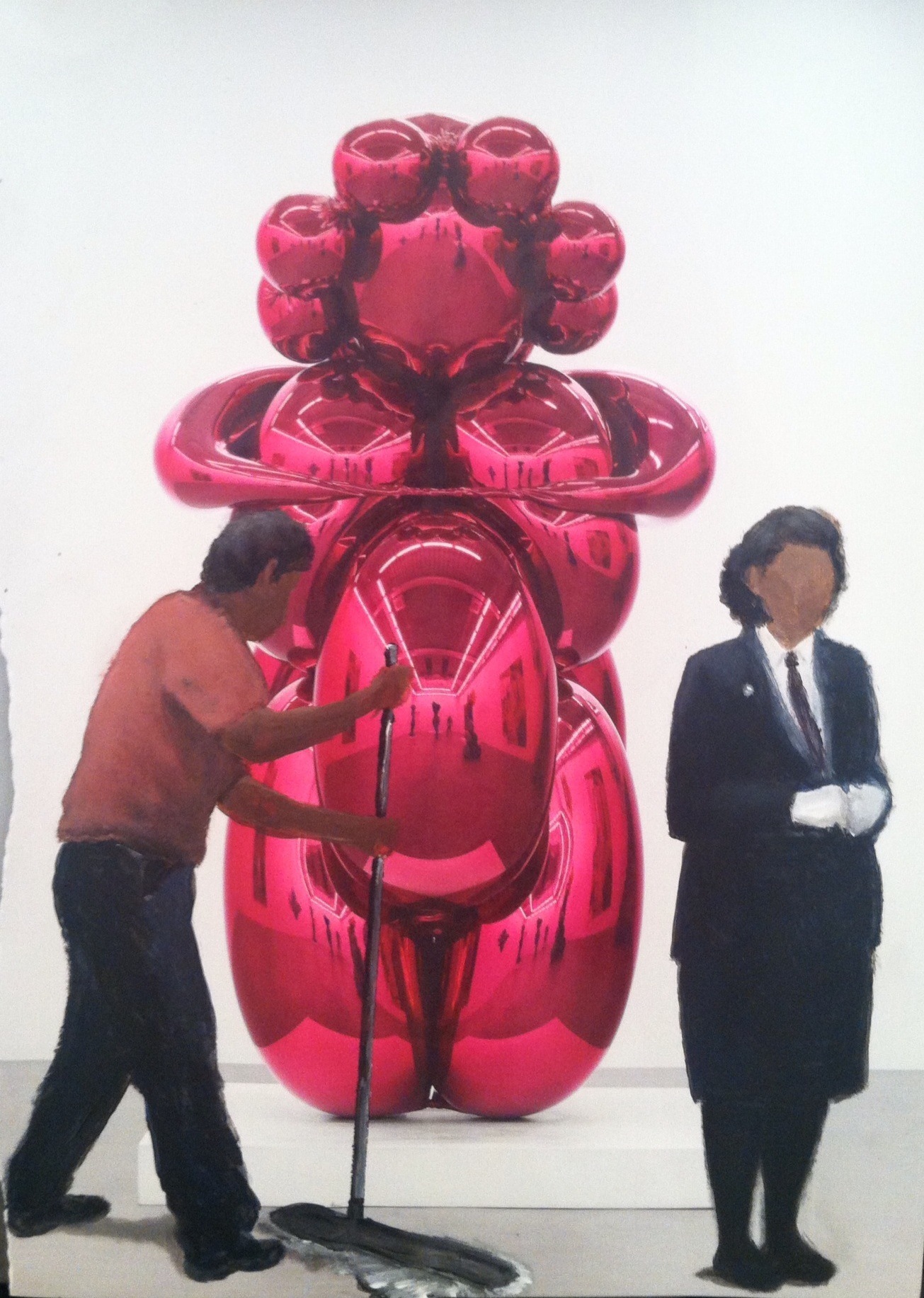 Jay Lynn Gomez, Benjamin and Adela in the Jeff Koons exhibition, 2014. Courtesy of the artist and Danni C. Pascuma. This art is currently on view in the Blanton Day Jobs exhibit.