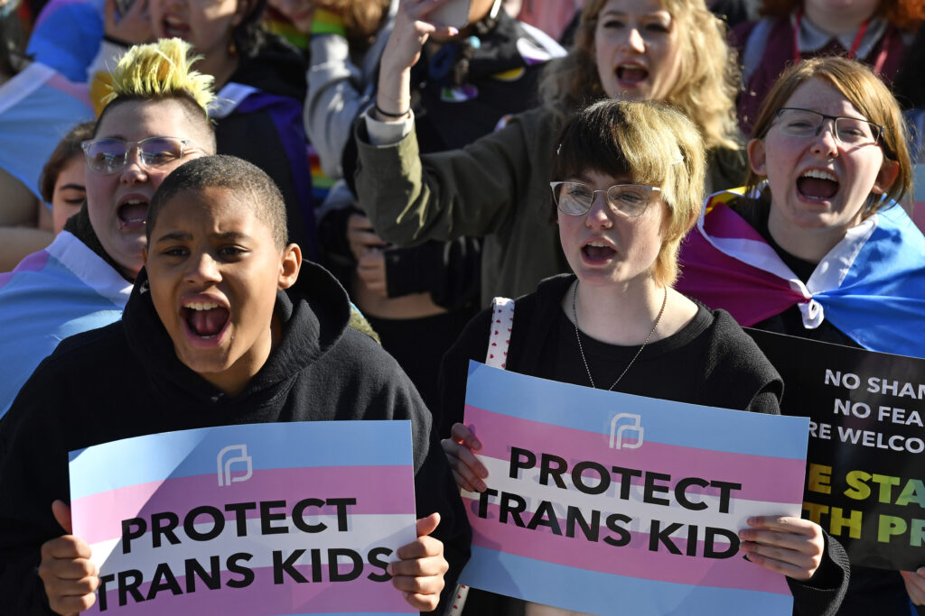Protesters of Kentucky Senate Bill SB150, known as the Transgender Health Bill, cheer on speakers during a rally on the lawn of the Kentucky Capitol on March 29, 2023, after federal appellate judges heard arguments on whether to block transgender youth from receiving gender-affirming care in Kentucky and Tennessee. (AP Photo/Timothy D. Easley)
The mental health toll of anti-LGBTQ+ bills on Tennessee students. Tennessee has passed a record number of anti-LGBTQ+ bills attacking students' rights, mental health, and well-being.