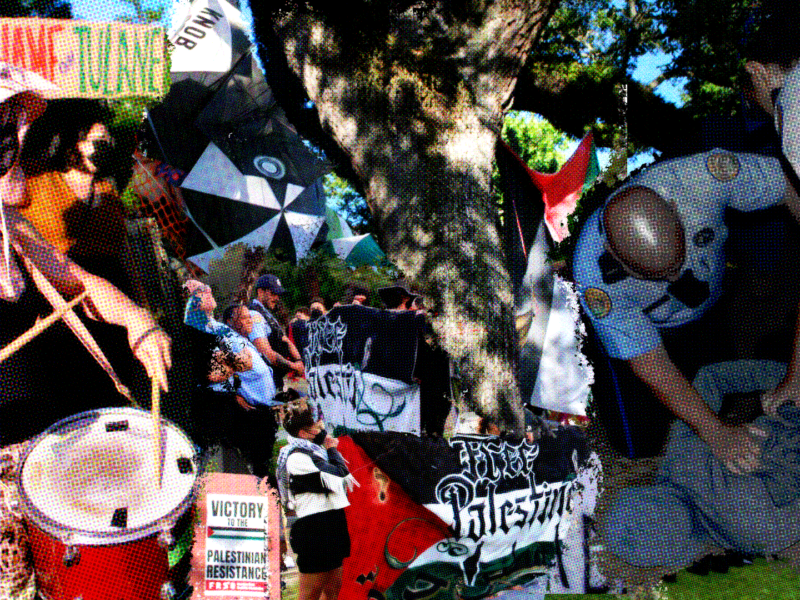 A collage of repression at pro-Palestine protests at Tulane in Spring 2024